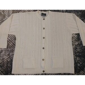 Vintage Jessica Stevens Cable Knit Chunky Fisherman Cardigan Sweater Ivory 20W
